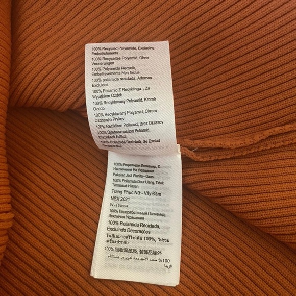 Cotton:On Rust Brown Ribbed CutOut Mini Sustainable Dress Long Bell Sleeve M NWT - Picture 7 of 8